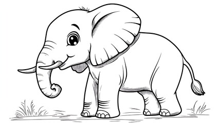 Fototapeta premium elephant illustration in black and white for coloring book