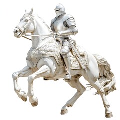 Gallant White Knight Astride Armored Warhorse Ready for Battle