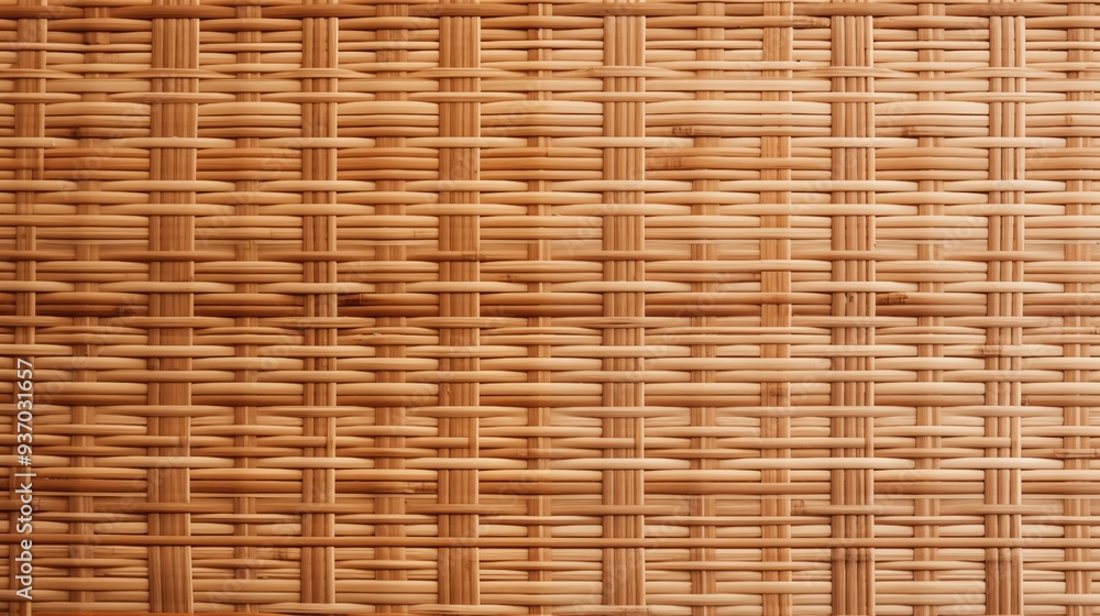 Aufkleber a close-up view of a woven rattan texture, showcasing intricate patterns and natural tones. the warm
