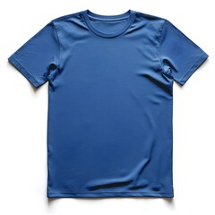 Fototapeta premium Solid Blue Blank T-Shirt Mockup on White Background