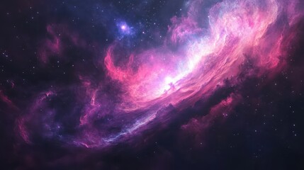 Cosmic Nebula Background - Pink and Purple Galaxy with Stars