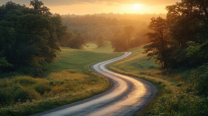 Obraz premium Scenic Country Road at Sunset