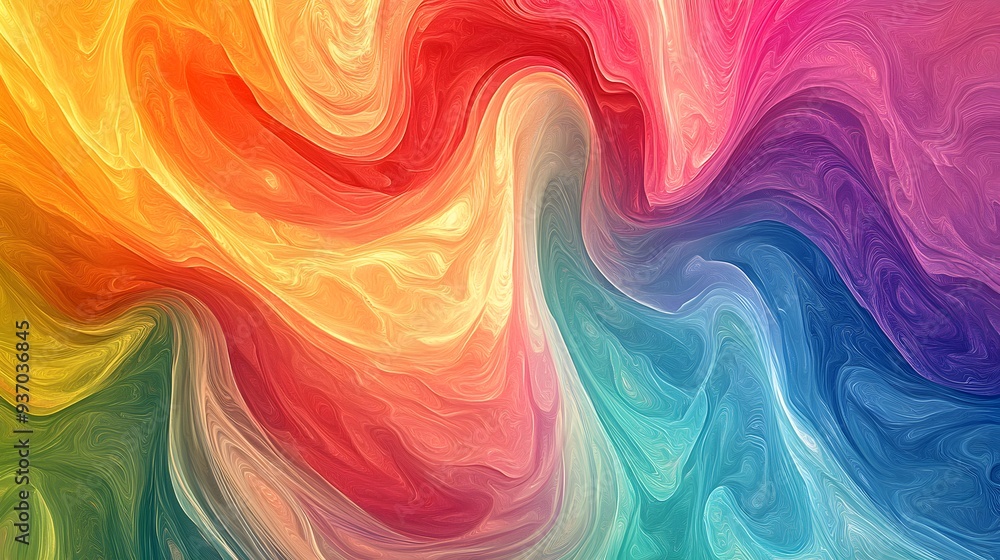 Poster 54. radiant wave patterns in a gradient of bright colors forming a fluid design