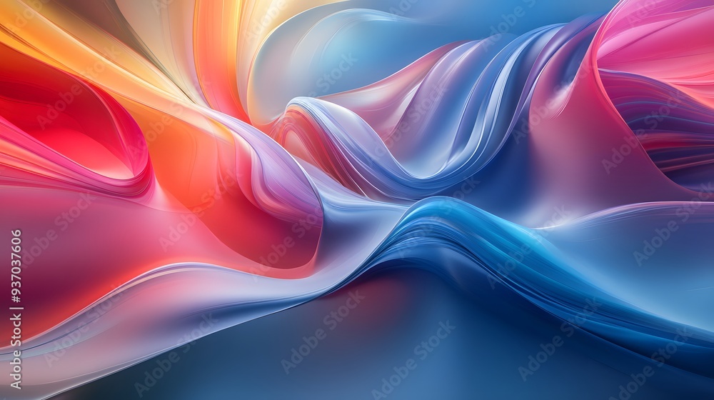 Poster 55. 3d vibrant curves in dynamic hues creating a mesmerizing wave-like effect