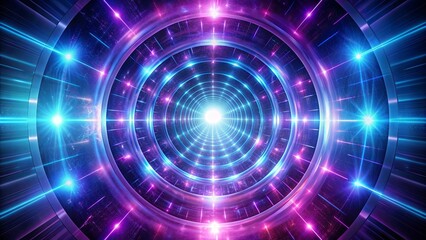 Obraz premium Radial blue and purple light glowing in dark tunnel, creating a mesmerizing and mystical atmosphere
