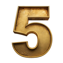 PNG 3D golden number five