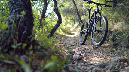 Fototapeta premium Mountain Bike on Trail in Forest