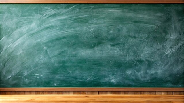 Close up of a chalkboard in a classroom with chalk traces, creating a textured background for education and school themes