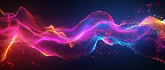 Fototapeta premium Abstract Colorful Glowing Wave with Sparkle Effect - Digital Art Background