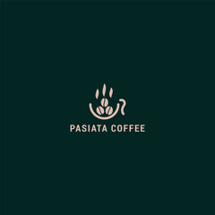 Minimal line logo coffee shop vector