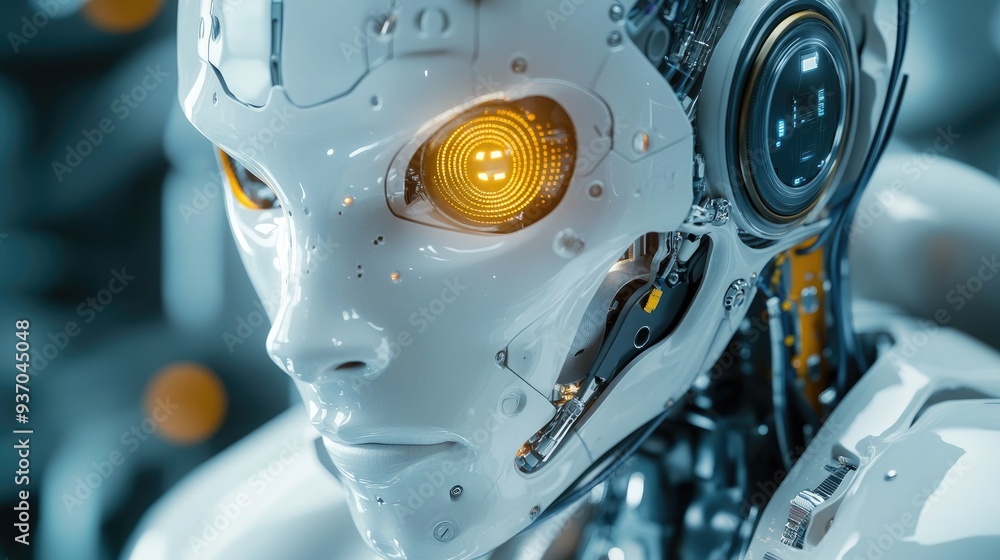 Poster close-up of a robotic sensor, highlighting the technology used for accurate measurements and feedbac