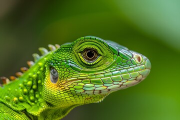 green lizard on a branch