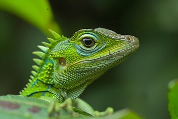 Obraz premium green lizard on a branch