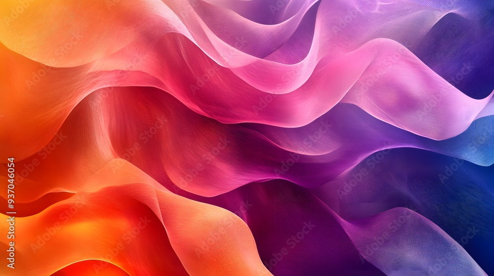 Poster 38. radiant curves in vivid colors creating a mesmerizing, undulating pattern against a transparent 