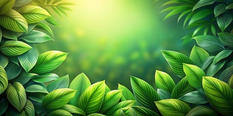 Fototapeta premium Lush botanical background featuring vibrant gradient green leaves, perfect for nature-themed designs