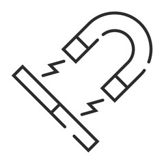 Magnetic energy outline icon, showing physics outline icon, editable vector illustration and transparent graphic element. Isolated on white background