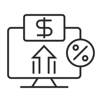 recommend clip art: Digital performance outline icon, showing marketing outline icon, minimalist vector illustration and transparent graphic element. Isolated on white background