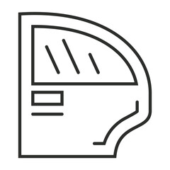 Door car outline icon, showing car service outline icon, minimalist vector illustration and transparent graphic element. Isolated on white background