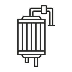 Dynamo outline icon, showing car service outline icon, minimalist vector illustration and transparent graphic element. Isolated on white background