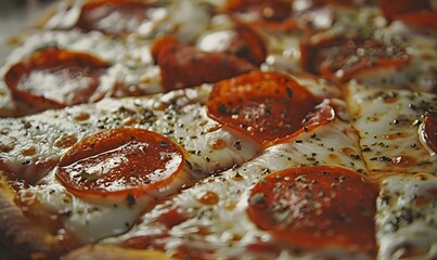 Concept promotional flyer and poster for Restaurants or pizzerias, template with delicious taste pepperoni pizza, mozzarella cheese and copy space for your text.