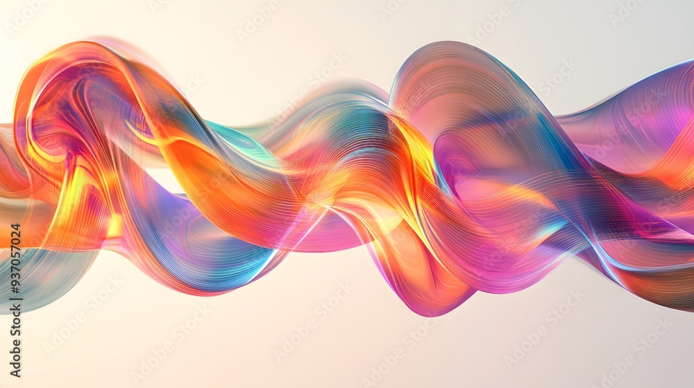 Poster 35. brightly colored light waves forming a fluid, 3d abstract pattern on a clear background