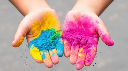 Colorful Hands Covered in Holi Powder