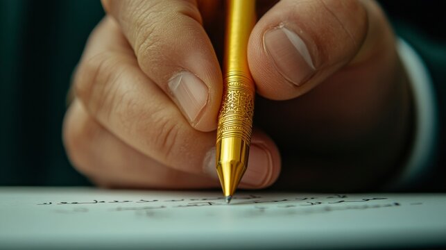 Hand Writing with a Golden Pen