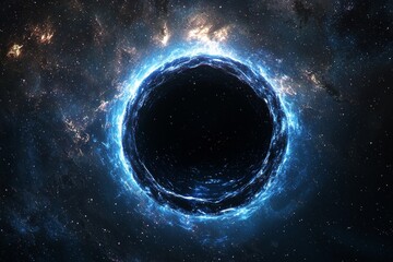 Naklejka premium Black hole in space illustration created with Generative AI