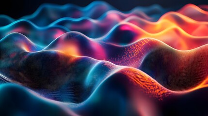 Obraz premium 37. Multicolored waveforms with a fluid motion creating a stunning 3D visual effect