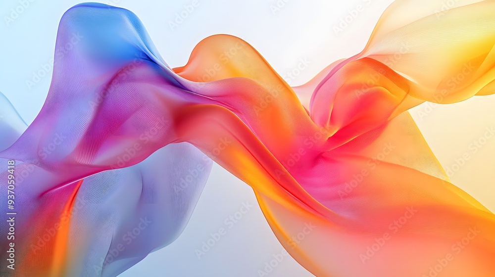 Poster 17. radiant, undulating curves of various colors in a transparent setting