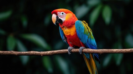 Fototapeta premium Scarlet Macaw Perched on a Branch