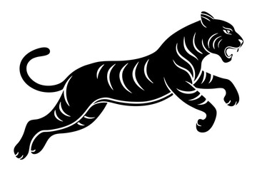 tiger jumping silhouette, jumping leopard, Jumping tiger silhouette vector illustration

