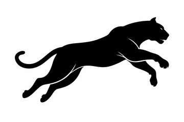 tiger jumping silhouette, jumping leopard, Jumping tiger silhouette vector illustration

