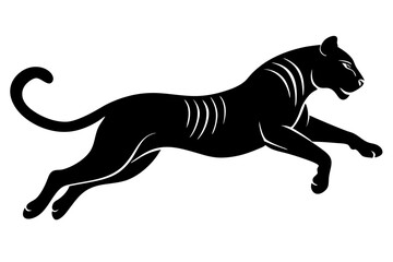 tiger jumping silhouette, jumping leopard, Jumping tiger silhouette vector illustration

