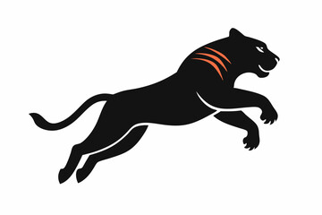 tiger jumping silhouette, jumping leopard, Jumping tiger silhouette vector illustration

