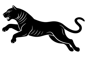 tiger jumping silhouette, jumping leopard, Jumping tiger silhouette vector illustration

