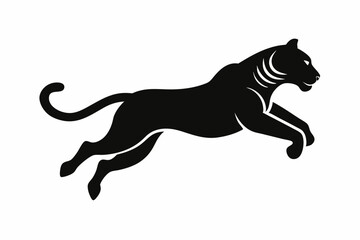 tiger jumping silhouette, jumping leopard, Jumping tiger silhouette vector illustration

