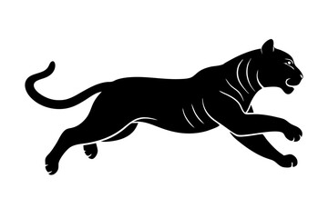 tiger jumping silhouette, jumping leopard, Jumping tiger silhouette vector illustration

