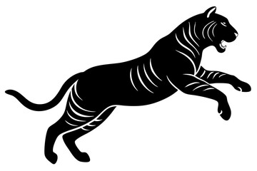 tiger jumping silhouette, jumping leopard, Jumping tiger silhouette vector illustration

