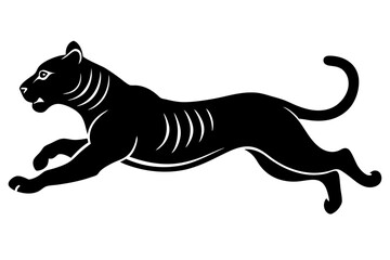 tiger jumping silhouette, jumping leopard, Jumping tiger silhouette vector illustration

