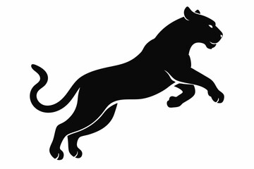 tiger jumping silhouette, jumping leopard, Jumping tiger silhouette vector illustration

