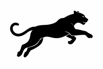 Silhouette of a jumping tiger, tiger icon. vector illustration

