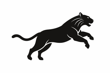 Silhouette of a jumping tiger, tiger icon. vector illustration

