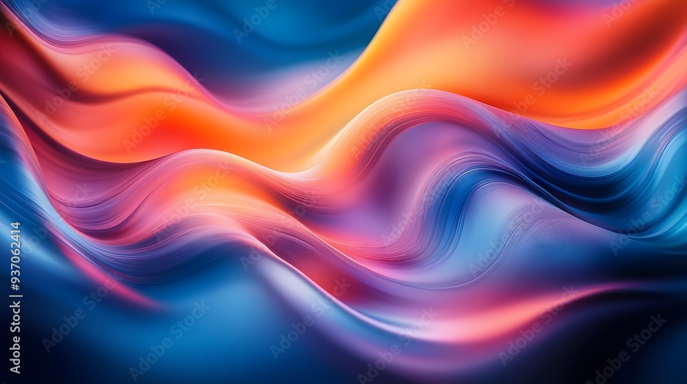 Poster 22. dynamic 3d waves in radiant hues creating a mesmerizing, flowing motion