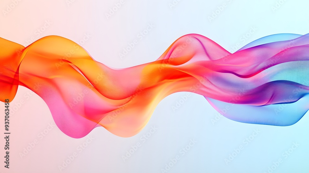 Poster 23. colorful waveforms with a gradient effect, twisting in a clear 3d space