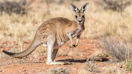 Red Kangaroo Standing in Australian Outback