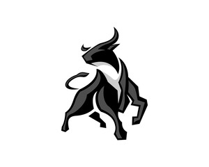 abstract running bull style art logo design template illustration