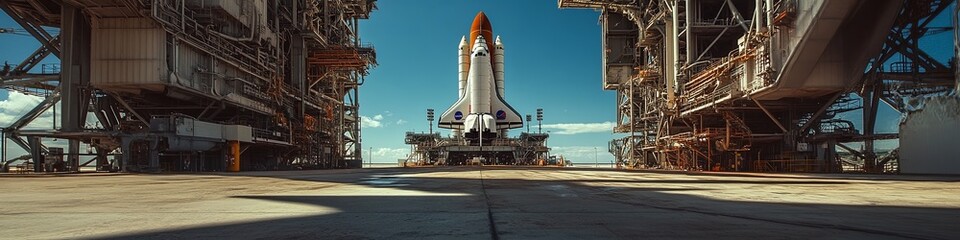 A view of the shuttle from the base of the launch pad. What emotions are stirred by the sight of such a monumental undertaking
