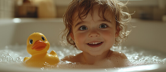 Generative AI, Baby and Duck Friend in the Water