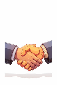 recommend clip art: a 2d cartoon clipart drawing of a handshake on an isolated white background with copy space